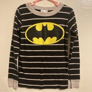 Hanna Andersson Batman Pajama Shirt Boys 6-7 120 Logo Long Sleeve Stripe Cotton